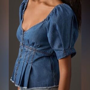 Anthropologie Blue Denim Corset Top